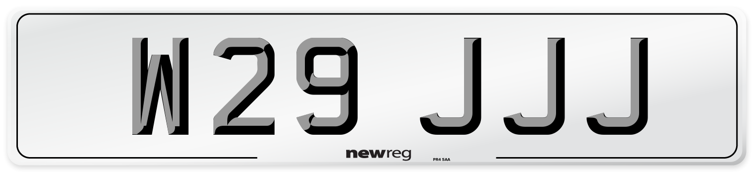 W29 JJJ Number Plate from New Reg